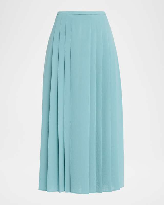 Crete Straight Pleated Midi Skirt